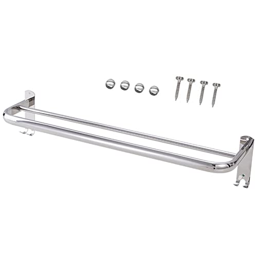 Towel Rail Bar, 304 Stainless Steel Double Towel Holder, 40cm/16Inches Wall Mounted Polished Bath Towel Rack for Bathroom and Kitchen, Silver (Size : 60cm)