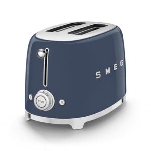 SMEG 2 Slice Toaster with 6 Presets and Defrost Function and Removable Crumb Tray (Navy)