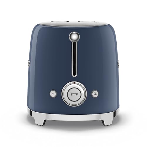 SMEG 2 Slice Toaster with 6 Presets and Defrost Function and Removable Crumb Tray (Navy)