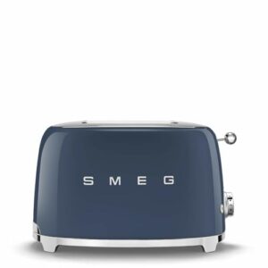 smeg 2 slice toaster with 6 presets and defrost function and removable crumb tray (navy)