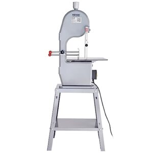 Commercial Electric Meat Bandsaw, 1500W Stainless Steel Vertical Bone Sawing Machine, Workbeach 19.3" x 15", 0.16-7.9 Inch Cutting Thickness, Frozen Meat Cutter with 6 Blades for Rib Pork Beef