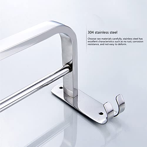 Towel Rail Bar, 304 Stainless Steel Double Towel Holder, 40cm/16Inches Wall Mounted Polished Bath Towel Rack for Bathroom and Kitchen, Silver (Size : 60cm)