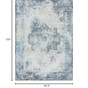 LUXE WEAVERS Blue 8x10 Mosaic Tile Area Rug with Distressed Effect