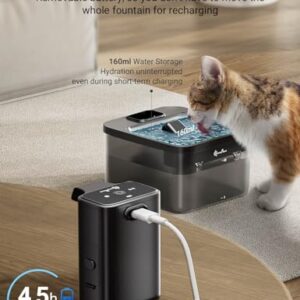 DownyPaws Battery Operated Cat Water Fountain, 84oz/2.5L Fursink Wireless Pet Water Fountain for Cats Inside, Automatic Cat Waterer Fountain with Motion Sensor, Ultra Quiet Pump, BPA-Free, Black