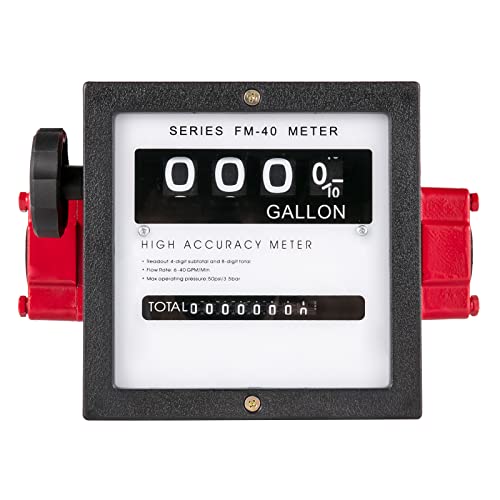 VEVOR Mechanical Fuel Meter 40 GPM Fuel Flow Meter 4-Digital Batch Display Fuel Transfer Meter 1 Inch Diesel Fuel Flow Meter All Fuel Transfer Pumps Gasoline Flow Meter