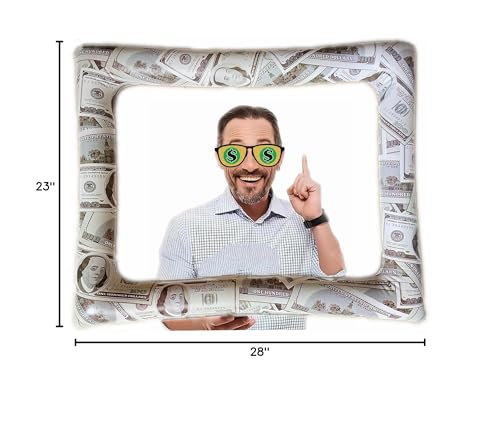 Bill Dollar Inflatable Photo Booth Selfie Frame Props Giant Money Themed Party Blow Up Picture Frame for Birthdays Casino Weddings Bachelorette Retirement Graduations Party Decorations