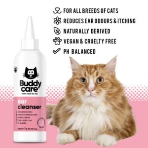 Cat Ear Cleanser by Buddycare | 200ml | Soothing Ear Cleaning Solution for Cats | Naturally Derived Ingredients With Aloe Vera