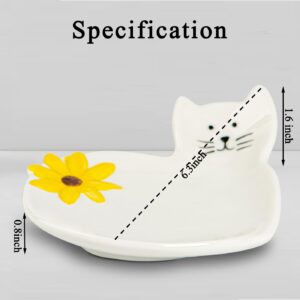 Cat Spoon Rest With Sunflower Spoon Holder For Stove Top White Ceramic Spoon Rest For Stove Top