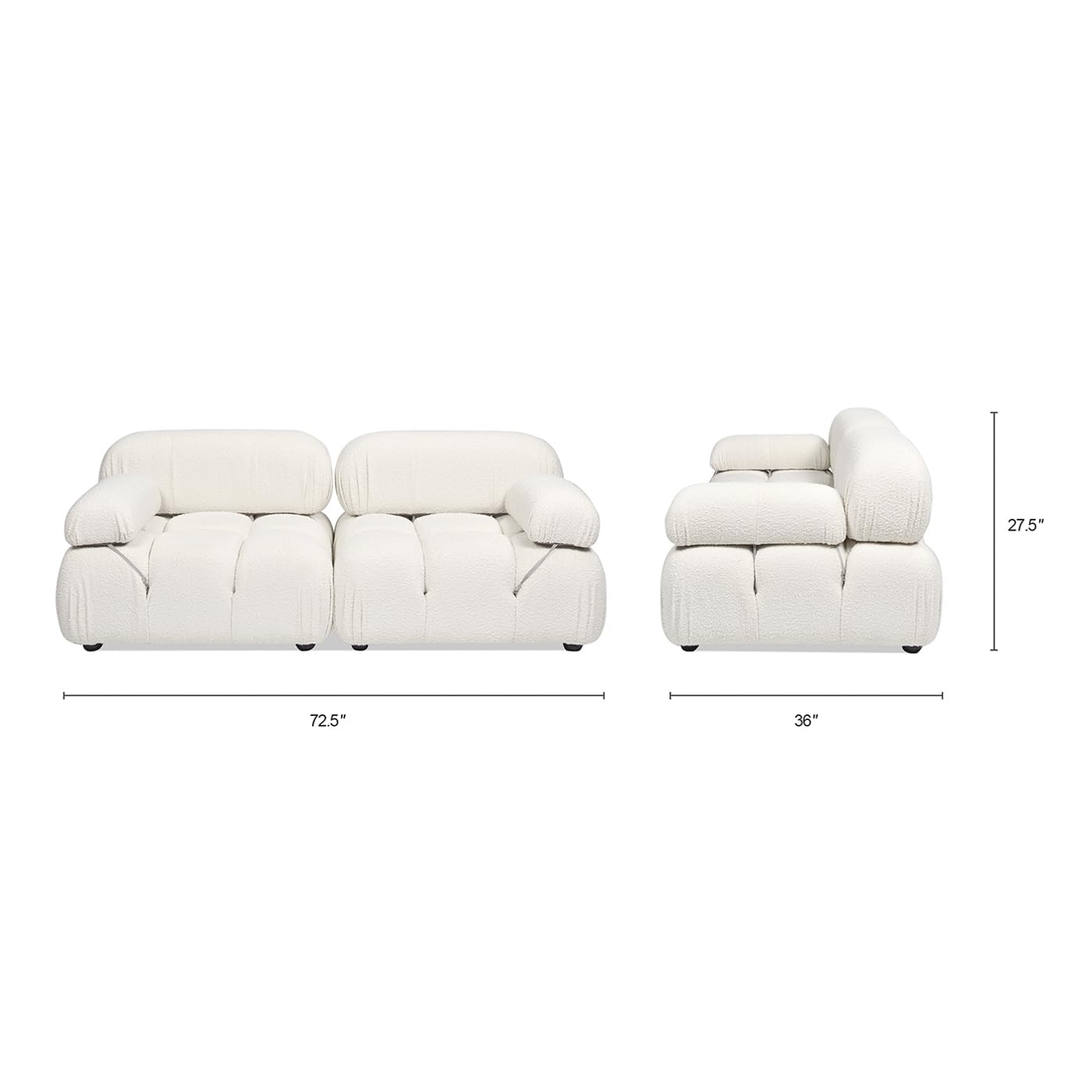 Jennifer Taylor Home Marcel 72.5" Bubble Modular Modern 2-Piece Loveseat Sofa