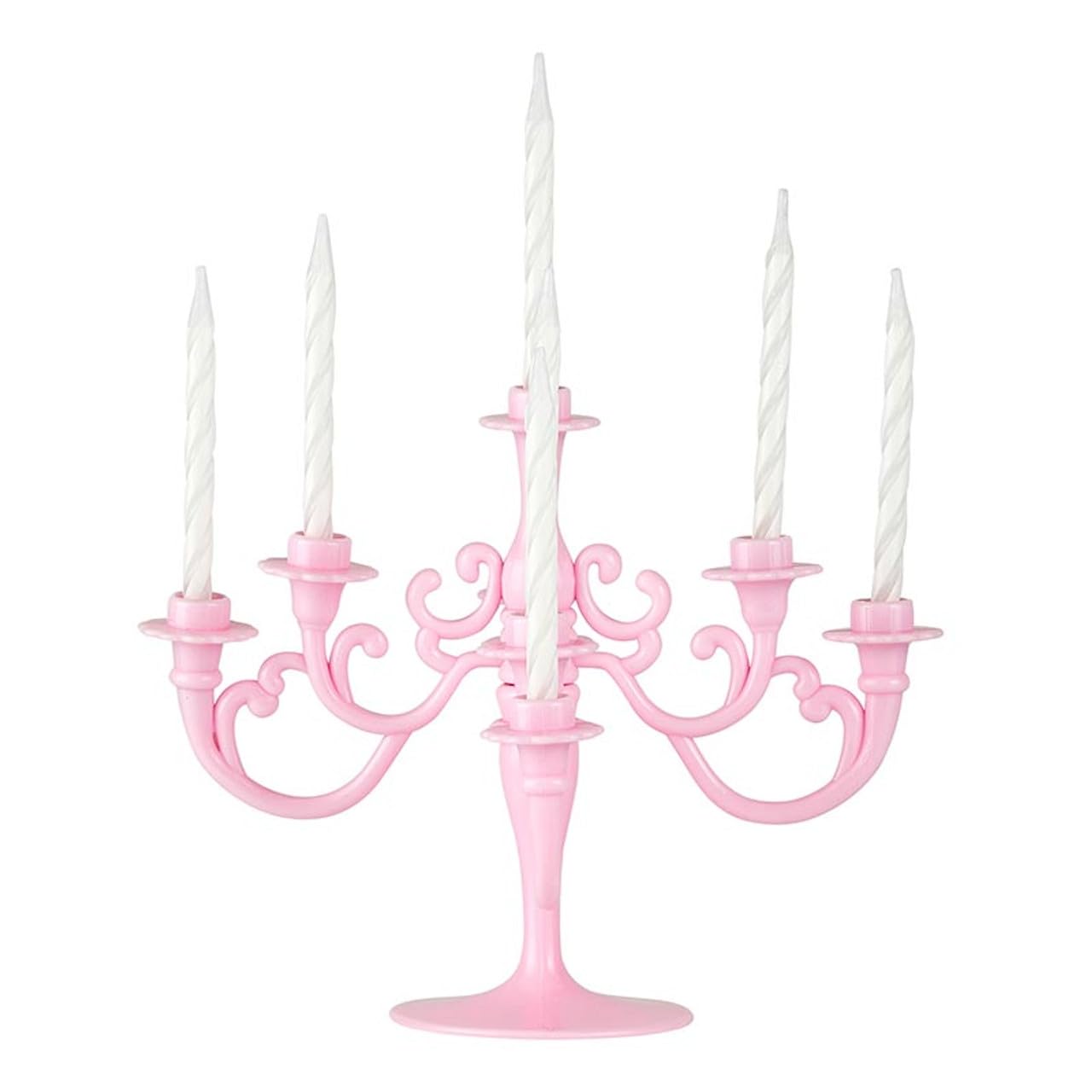 Slant Collections Birthday Candle Holder Candelabra Cake Topper, 5.5" H, Pink