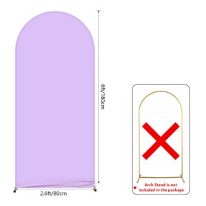 AIBIIN 2.6x6ft Purple Arch Wall Backdrop Violet Round Top Backdrop Cover Solid Color Round Top Arch Frame Cover 2-Sided Fit Backdrop Stand Wedding Bridal Shower Bride to Be Engagement Birthday Decor