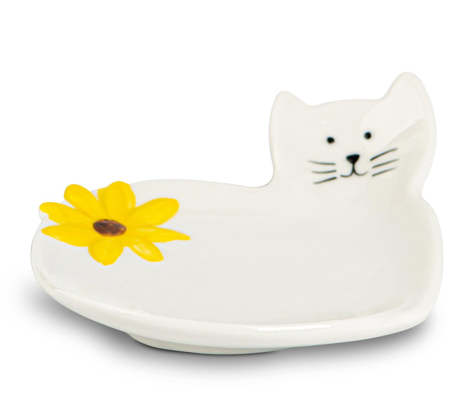 Cat Spoon Rest With Sunflower Spoon Holder For Stove Top White Ceramic Spoon Rest For Stove Top