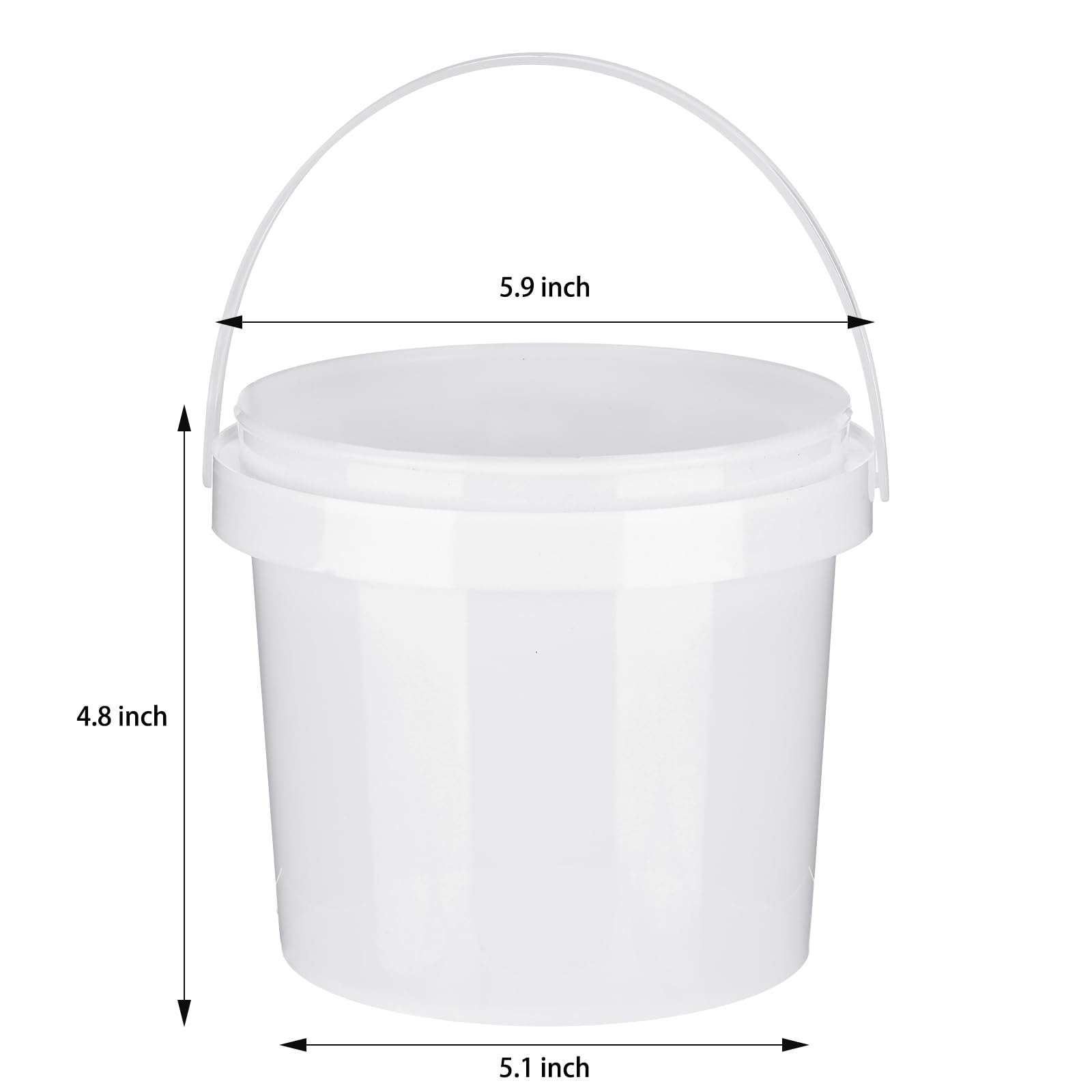 Gerrii 10 Pack White Plastic Bucket with Handle and Lid Food Storage Bucket Containers All Purpose Pail for Multipurpose Paint Water Art Crafts Projects Garage Organization (White,1.5 Quart)