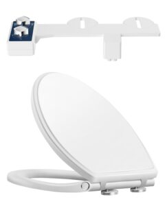 hibbent premium one click elongated toilet seat with cover(oval) with bidet attachment for toilet