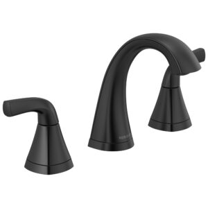 peerless parkwood widespread bathroom faucet, black bathroom faucet 3 hole, bathroom sink faucet, drain assembly, matte black p3535lf-bl