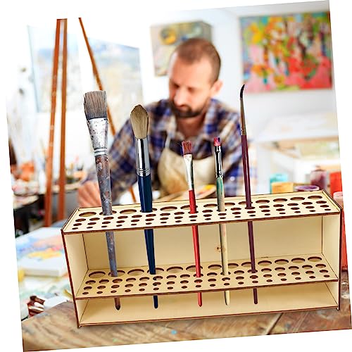 Display Holes Wood Organizers Storage Supply Home Marker Rack Model Painting Wall for Painters Artist Holders Household Rustic Wooden Brush Markers Container Tools