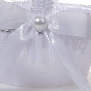 Wedding Flower Girl Basket Crystal Pearl Baskets White Flower Basket Bride Storage Baskets Candy Gift Basket for Wedding Birthday Party Favor