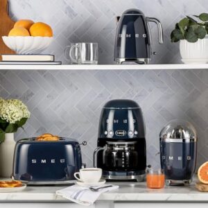 SMEG 2 Slice Toaster with 6 Presets and Defrost Function and Removable Crumb Tray (Navy)