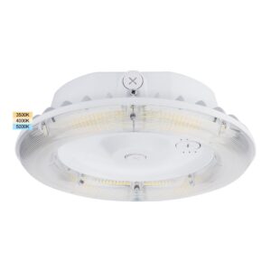 kadision led round canopy light 100w, selectable wattage (100/80/60w) and color temperature (5000/4000/3500k), 120-277v ip65 gas station garage lighting, ul listed