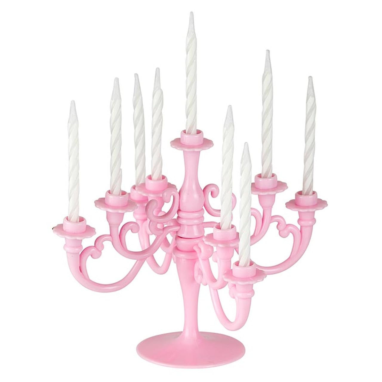 Slant Collections Birthday Candle Holder Candelabra Cake Topper, 5.5" H, Pink