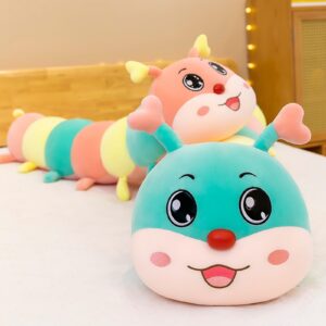 GREUS 43.3 Inches Giant Caterpillar Stuffed Animal Caterpillar Plush Cuddle Toys Long Caterpillar Hugging Pillow Plushies Body Pillow Cute Caterpillar Doll Birthday Gift for Kids Girls Girlfriend