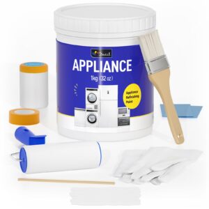 dwil appliance paint for refrigerator - water based paint, refrigerator paint, interior, for plastic and metal surface in dishwasher, dryer, microwave, oven, 32 oz, white (with tools)