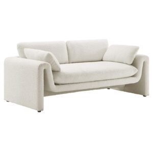 modway eei-6381-ivo waverly boucle fabric sofa, ivory