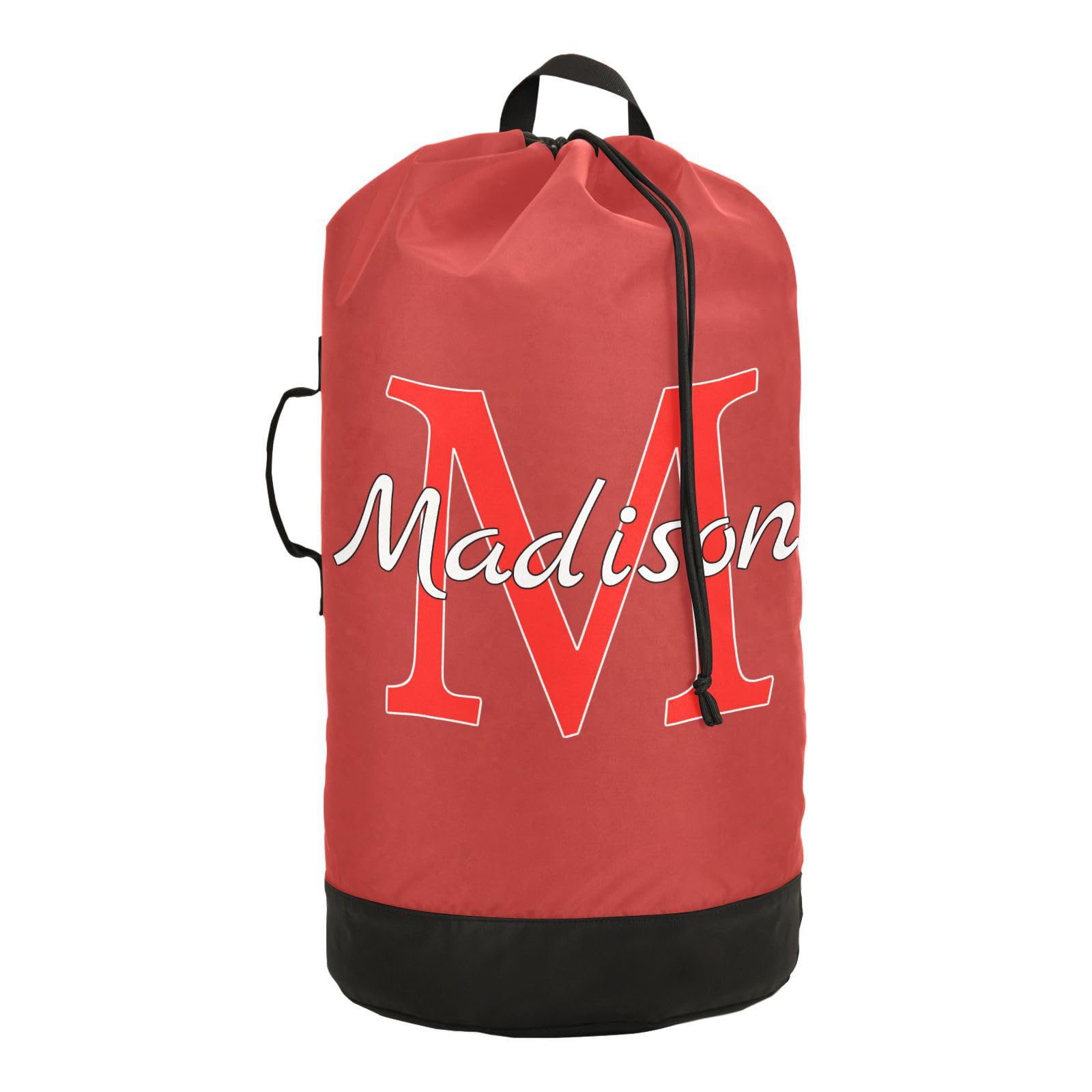 Red Personalized Nylon Travel Laundry Bag for Luggage Custom Dirty Clothes Organizer with Drawstring Closure & Shoulder Straps Dirty Clothes Shoulder Bag for College Dorm Apartment Factories