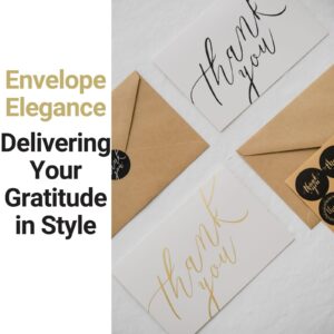 BornPaper Thank You Cards with Envelopes - Luxury 120 Pack, Gold-Foil-Stamped Interiors & Matching Stickers – Over 64 Unique Combinations, Ideal for Business, Wedding, Graduation, Bridal & Baby