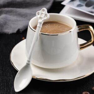 Espresso Spoons Set of 12, Ceramic Coffee Spoons, Long Handle Demitasse Espresso Spoons, Porcelain Small Coffee Stirring Spoon (White)