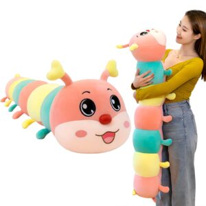 greus 43.3 inches giant caterpillar stuffed animal caterpillar plush cuddle toys long caterpillar hugging pillow plushies body pillow cute caterpillar doll birthday gift for kids girls girlfriend