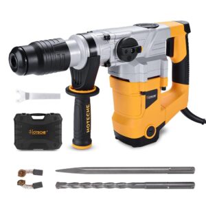 hoteche 1-9/16-inch sds max rotary hammer drill - 12.5a 3 funtions heavy duty demolition hammer for concrete drilling with drill bit, chisel and carrying case