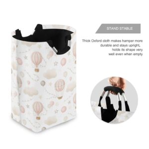 Kigai Hot Air Balloon Clouds Laundry Basket Foldable Large Laundry Hamper Bucket with Handles Collapsible Nursery Washing Bin for Kids Clothes Toy Organization