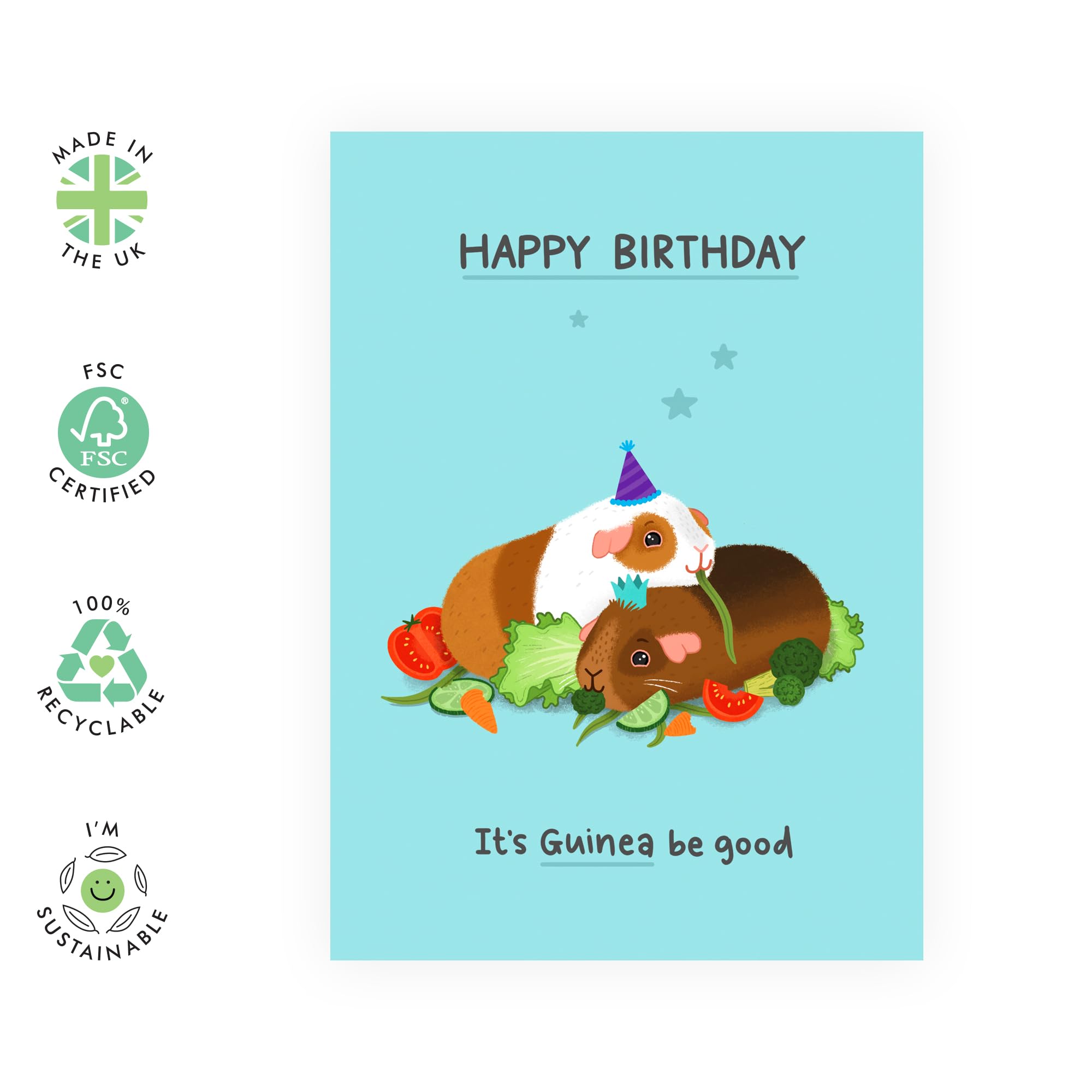 CENTRAL 23 Happy Birthday Card For Him Her - GUINEA PIG BIRTHDAY - Funny Animal Puns - Birthday Jokes For Friends Daughter Son Mom Dad - Gifts For Men and Women - Comes With Fun Stickers