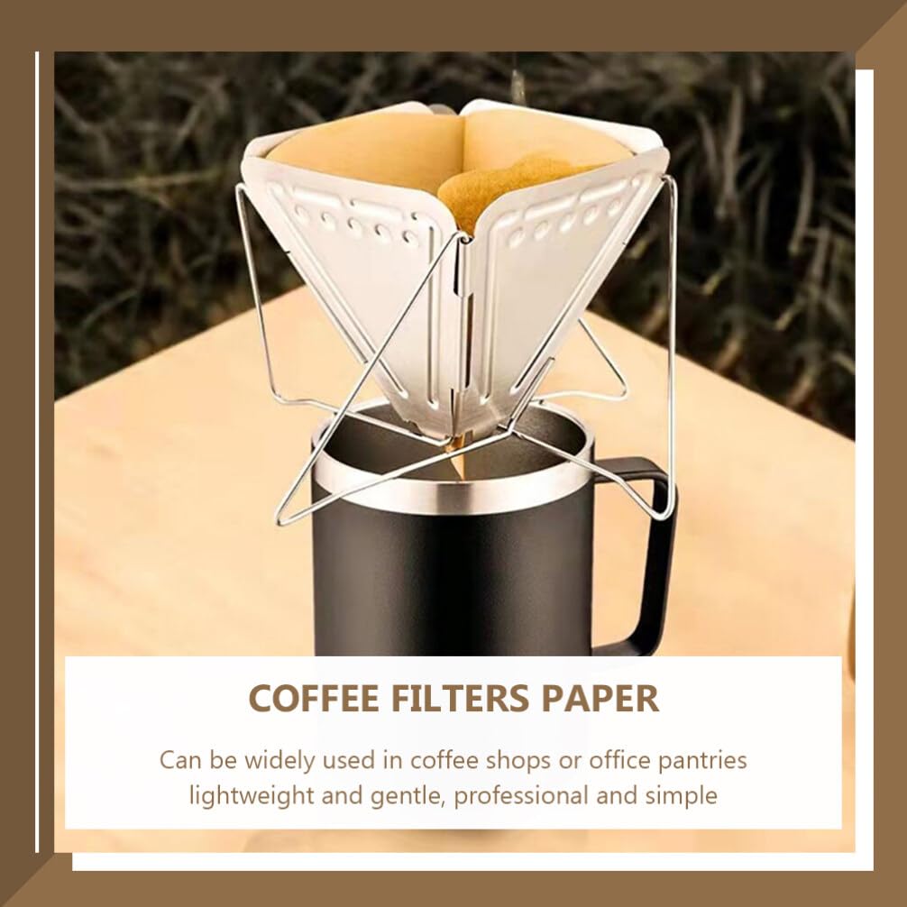 CALLARON 100pcs V-shaped Coffee Filter Paper Coffee Machine Espresso Disposable Coffee Cold Brew Coffee Pitcher Stainless Strainer Coffee Espresso Tea Filters Tea Strainer Dripping Water