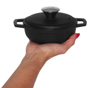 IMUSA Traditional Colombian Mini Nonstick Caldero (Dutch Oven) for Cooking and Serving, 0.7 Quart, Silver,Black