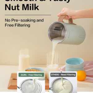 MOKKOM Automatic Nut Milk Maker, 20 oz Soy Milk Maker, Homemade Almond, Oat, Coconut, Soy, Plant-Based Milk and Dairy Free Beverages, Almond Milk Maker with Delay Start/Boild Water/Self Clean - Green