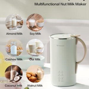 MOKKOM Automatic Nut Milk Maker, 20 oz Soy Milk Maker, Homemade Almond, Oat, Coconut, Soy, Plant-Based Milk and Dairy Free Beverages, Almond Milk Maker with Delay Start/Boild Water/Self Clean - Green