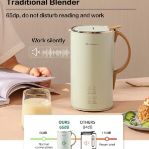 MOKKOM Automatic Nut Milk Maker, 20 oz Soy Milk Maker, Homemade Almond, Oat, Coconut, Soy, Plant-Based Milk and Dairy Free Beverages, Almond Milk Maker with Delay Start/Boild Water/Self Clean - Green