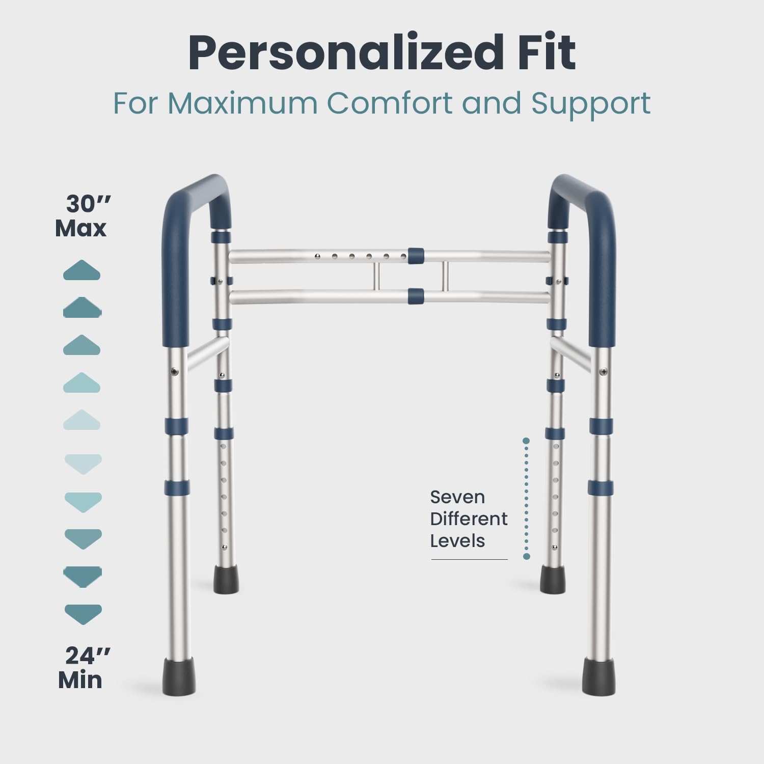 FSA/HSA Eligible - Toilet Safety Rails (350 lb) - Adjustable Toilet Safety Frame & Rails, Toilet Safety Rail for Elderly Adults, Toilet Handles for Seniors, Toilet Bars for Elderly & Handicap