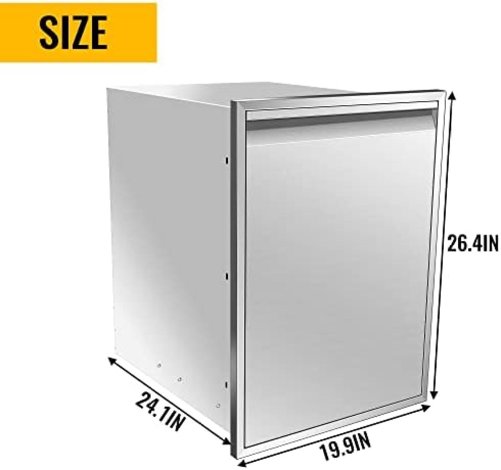 Built-in Single Trash Drawer Pull-Out Tray Outdoor Kitchen Stainless Steel Trash Drawer Storage One Trash Bin for BBQ Island Grill Station,19W X 27H X 16D Inch