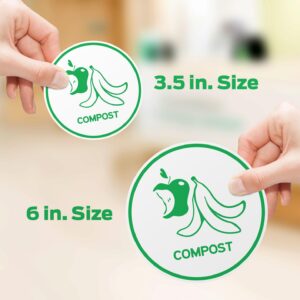 Recycling Stickers for Trash Can, 6" Wide | 5pcs Recycle Stickers for Plastic Bins - Paper, Aluminum, Plastic, Glass, Compost