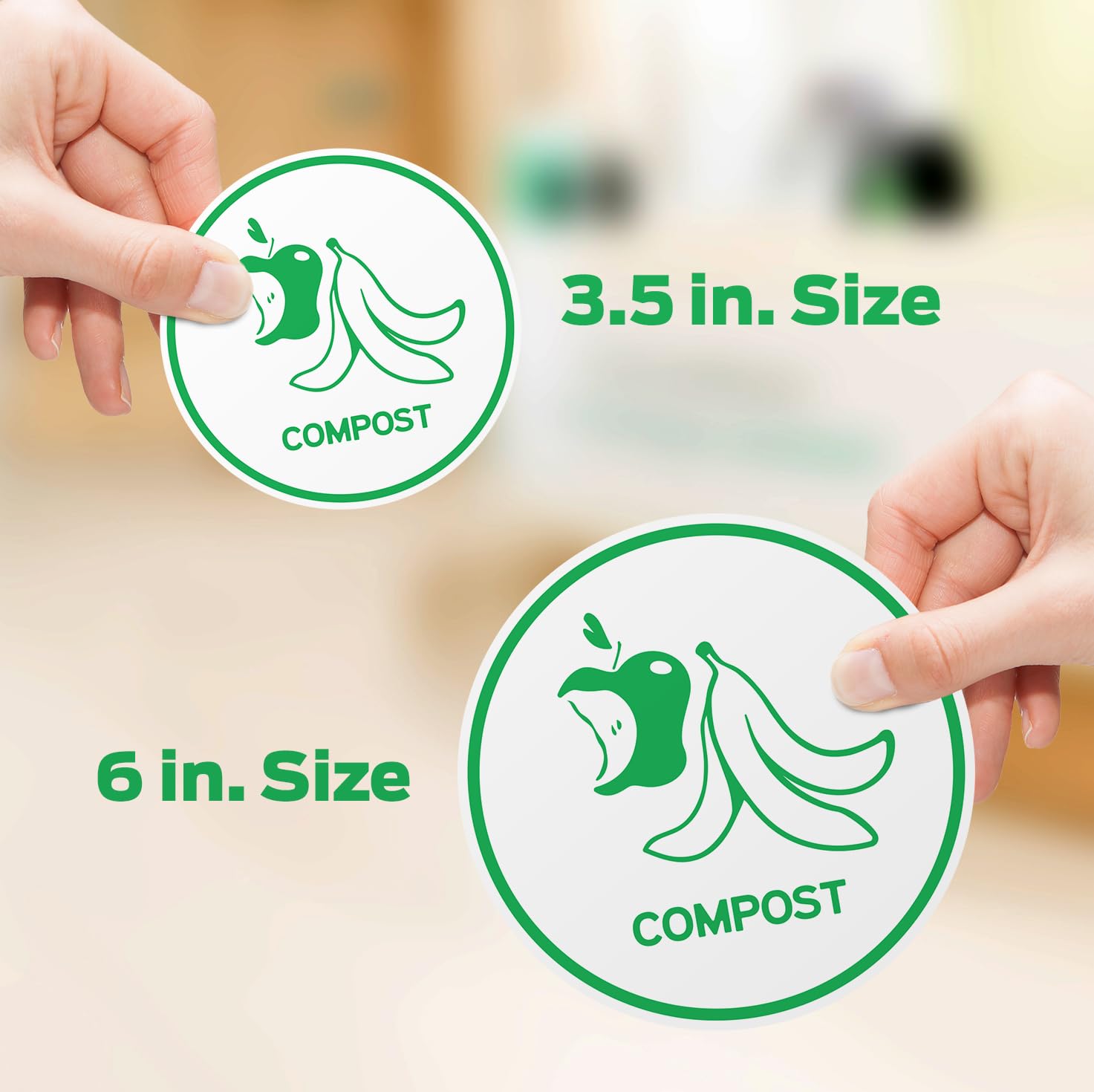 Recycling Stickers for Trash Can, 6" Wide | 5pcs Recycle Stickers for Plastic Bins - Paper, Aluminum, Plastic, Glass, Compost