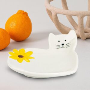 Cat Spoon Rest With Sunflower Spoon Holder For Stove Top White Ceramic Spoon Rest For Stove Top