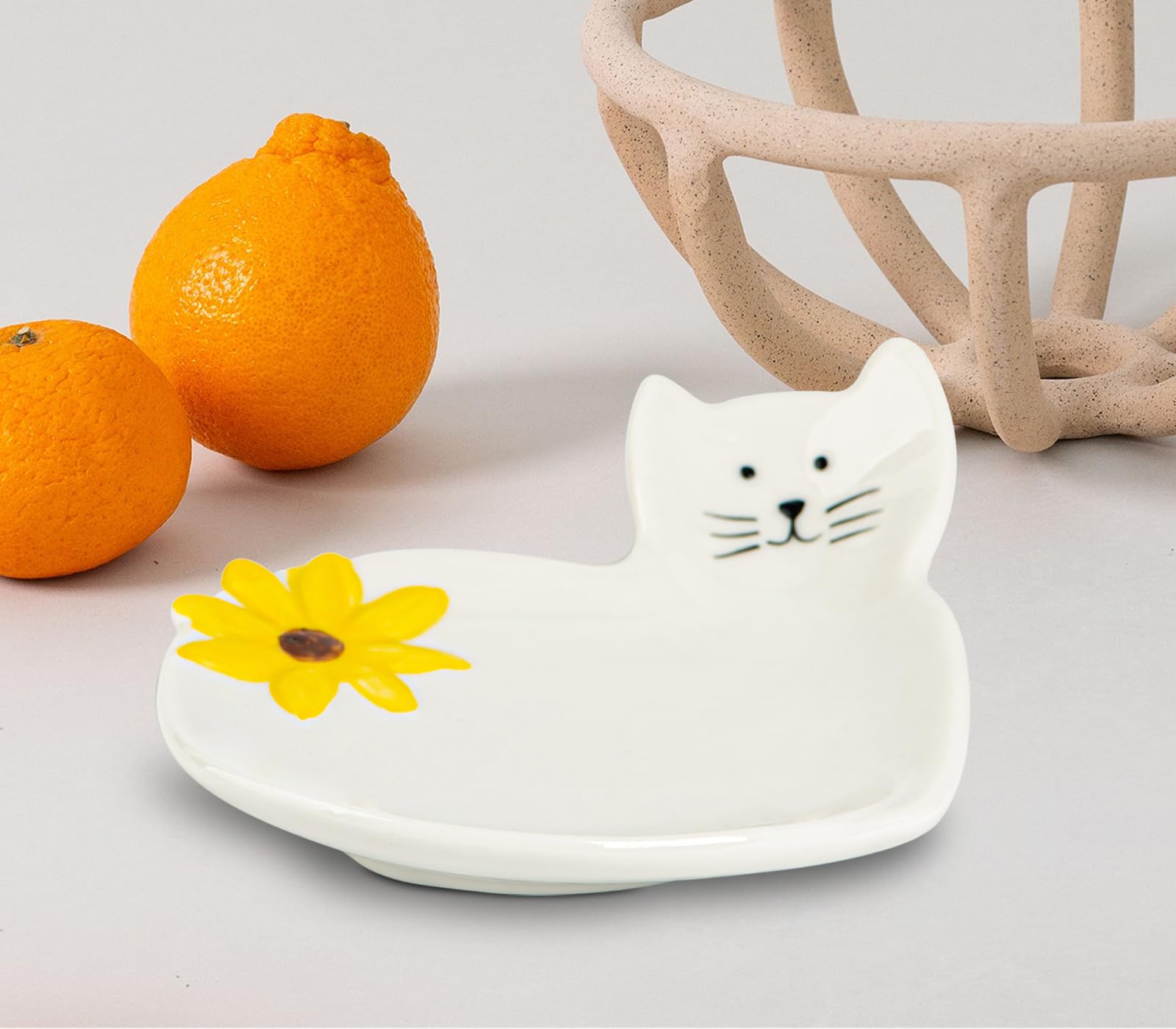 Cat Spoon Rest With Sunflower Spoon Holder For Stove Top White Ceramic Spoon Rest For Stove Top