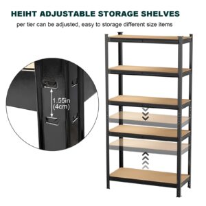 Vandise 5 Tier Shelving Unit Adjustable Organizer Metal Storage Rack, Boltless Heavy Duty Storage Rack for Pantry Laundry Bathroom Kitchen Closet Organization (Black, 80H x 40W x 20D inch)