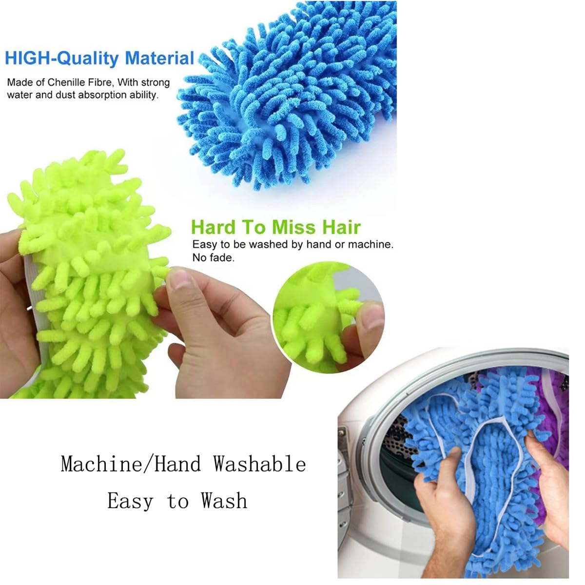 YWSHF Mop Slippers Shoes Cover Dust Duster Slippers Foot Socks Hair Cleaners Sweeping Microfiber Mop Cleaning Floor House Office Bathrron Kitchen Washable Reusable 8 PCS 4 Pairs