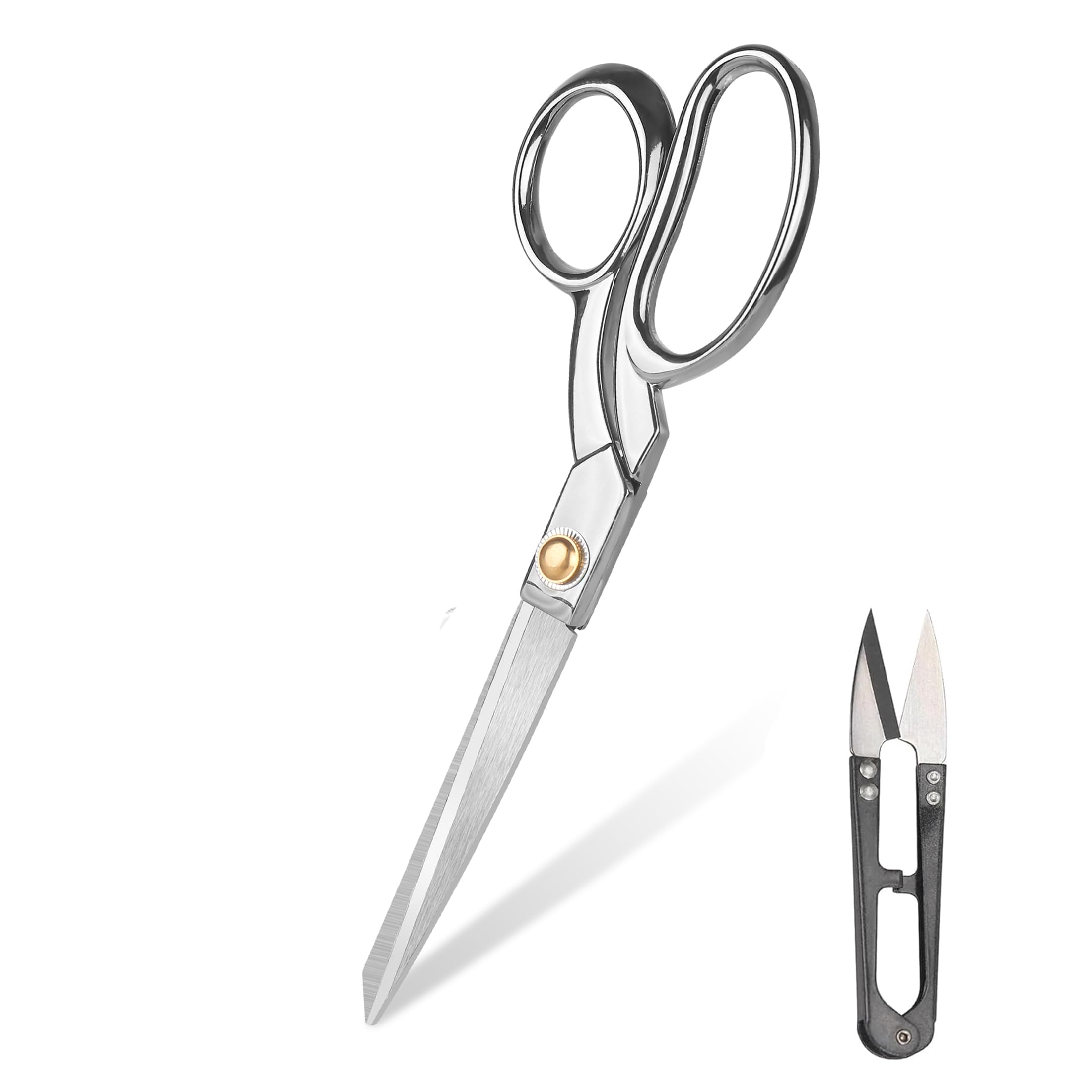 Sewing Scissors, Rkqoa Silver Dressmaker's Fabric Scissors, 8" Stainless Steel Shears, Sharp Knife Edge Fabric Heavy Duty Tailor Scissors for Cutting Leather Cloth, Right/Left Handed