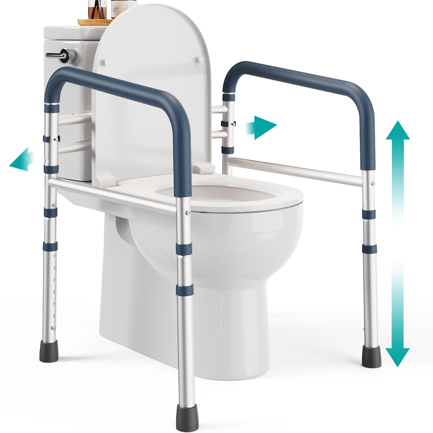 FSA/HSA Eligible - Toilet Safety Rails (350 lb) - Adjustable Toilet Safety Frame & Rails, Toilet Safety Rail for Elderly Adults, Toilet Handles for Seniors, Toilet Bars for Elderly & Handicap