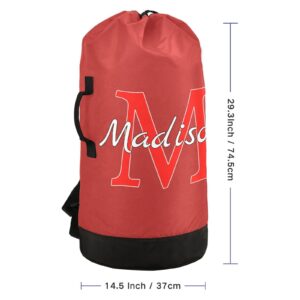 Red Personalized Nylon Travel Laundry Bag for Luggage Custom Dirty Clothes Organizer with Drawstring Closure & Shoulder Straps Dirty Clothes Shoulder Bag for College Dorm Apartment Factories